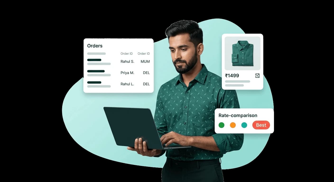 Indian D2C seller managing orders and comparing courier rates on RouteOneX