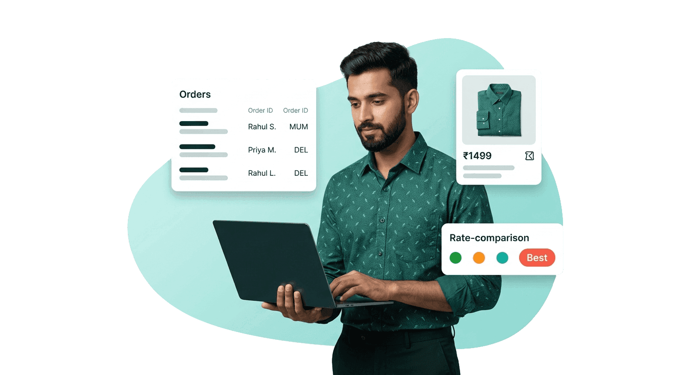 Indian D2C seller managing orders and comparing courier rates on RouteOneX